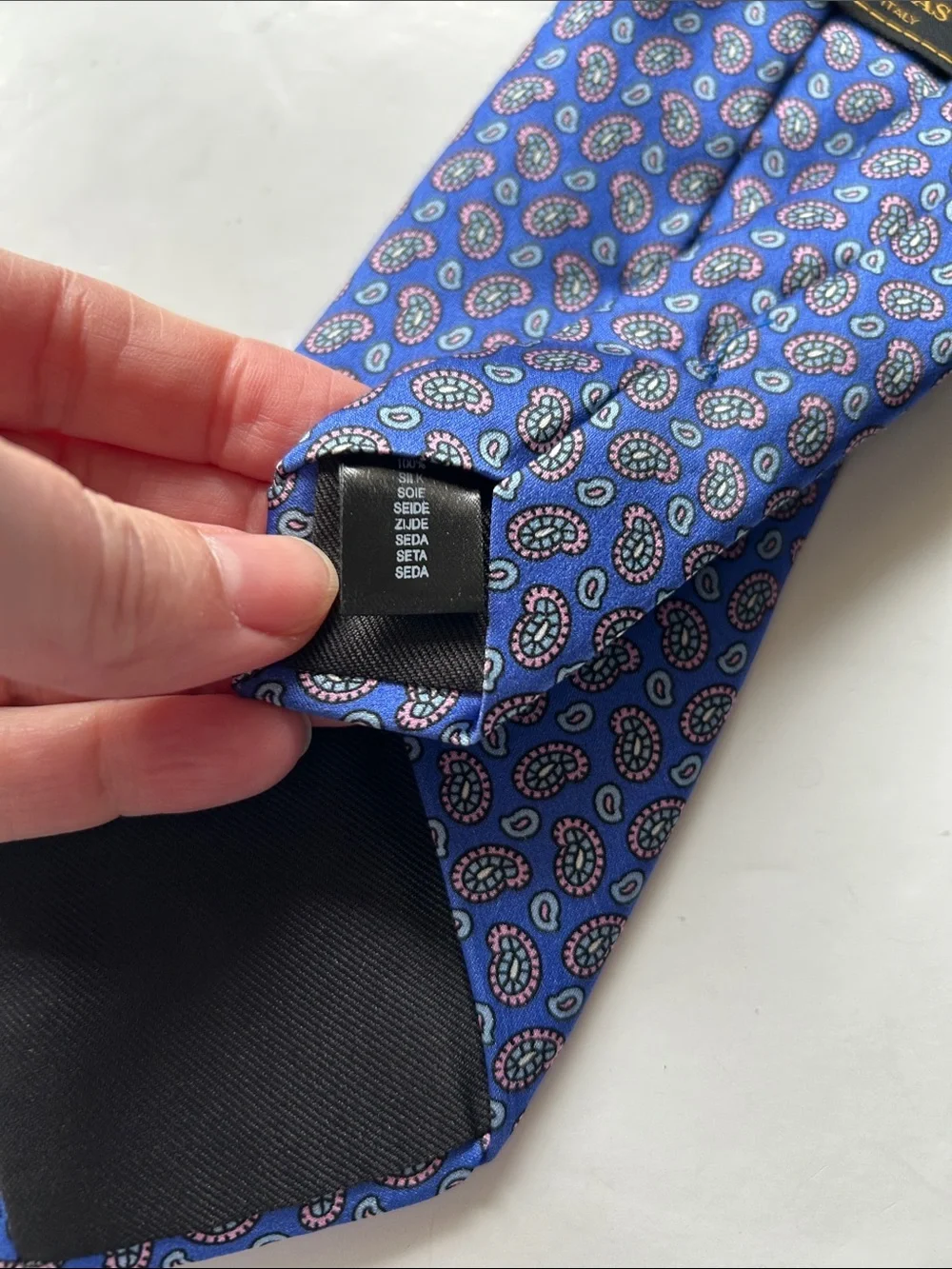 Burma Bibas Silk Blue Paisley Men's Tie